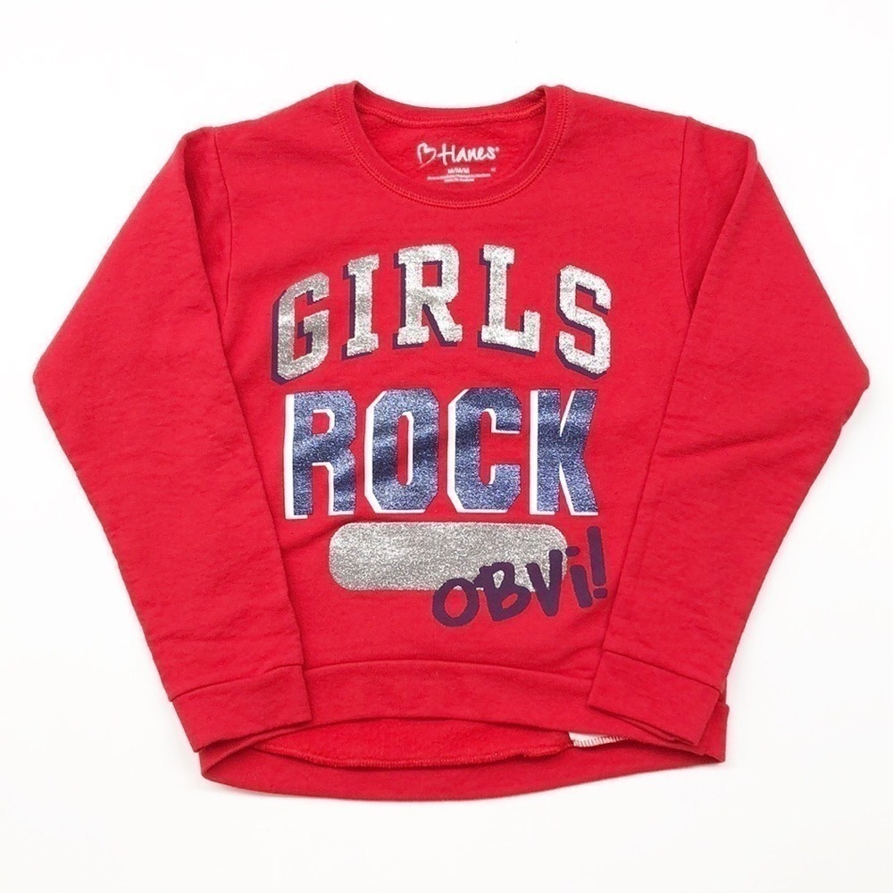 Hanes Girls Rock Obvi! girls red pullover